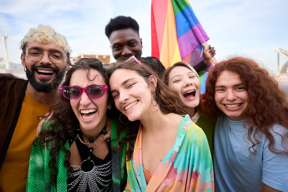 Group of energetic LGBTQIA+ people